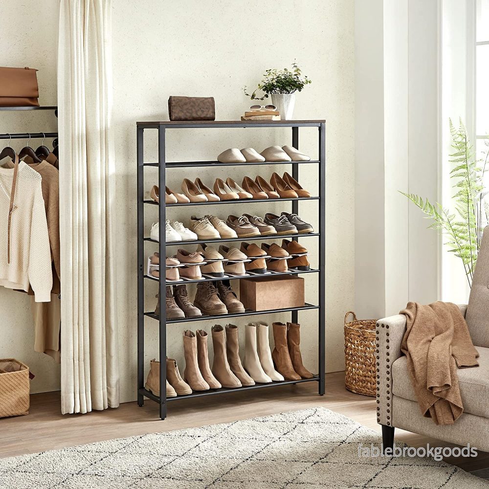 Skoställ – Utrymmesbesparande design – Vintage brun-svart - Bild 2