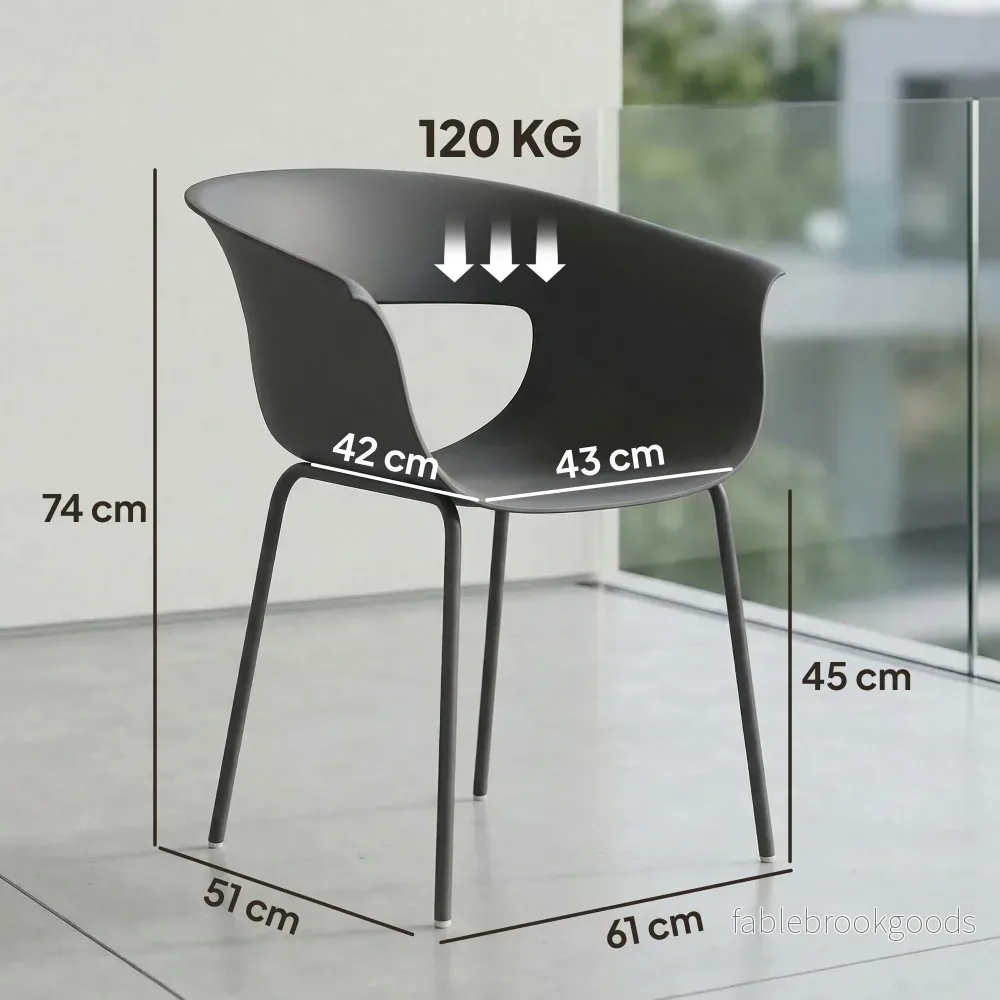 Utomhus balkongstolar set om 4, ergonomiska, mörkgrå - Bild 3