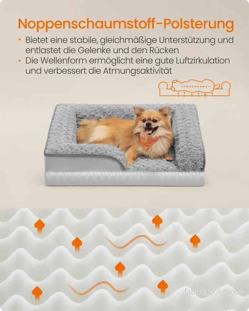 Ortopedisk hundsäng – plyschöverdrag – Dove Grey - Bild 3