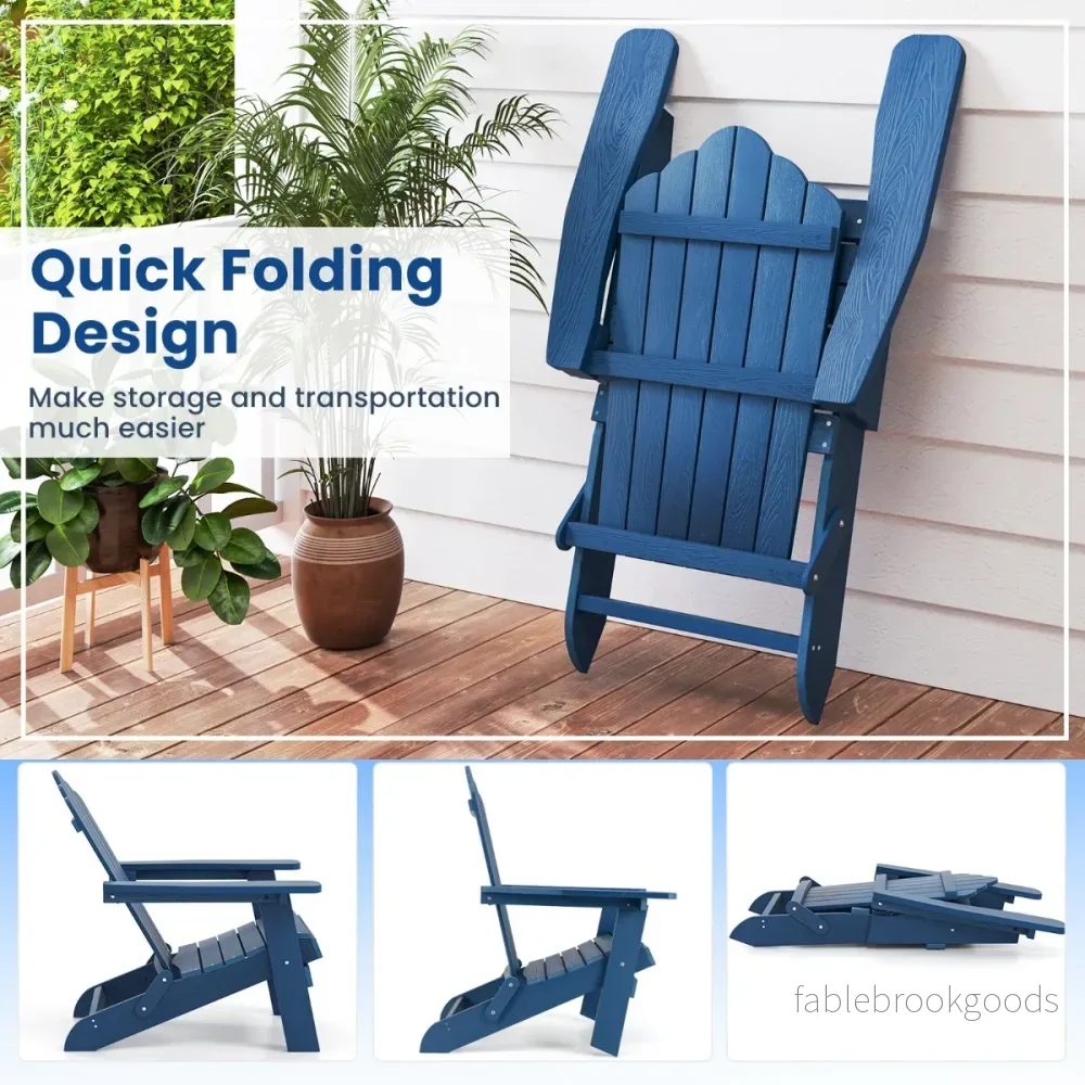 set – Hopfällbar Adirondack stol, väderbeständig – 2 – Marinblå - Bild 3