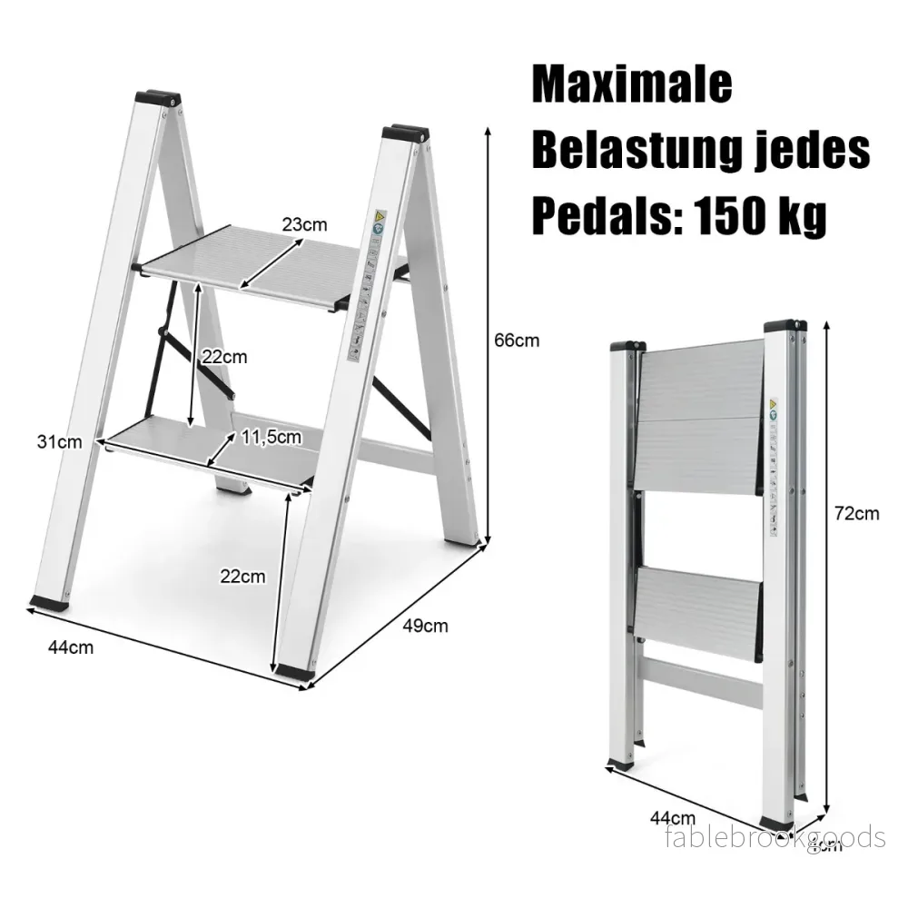 Trappstege – stegs fällbar aluminiumstege upp till – 2 150 kg – Silver - Bild 3