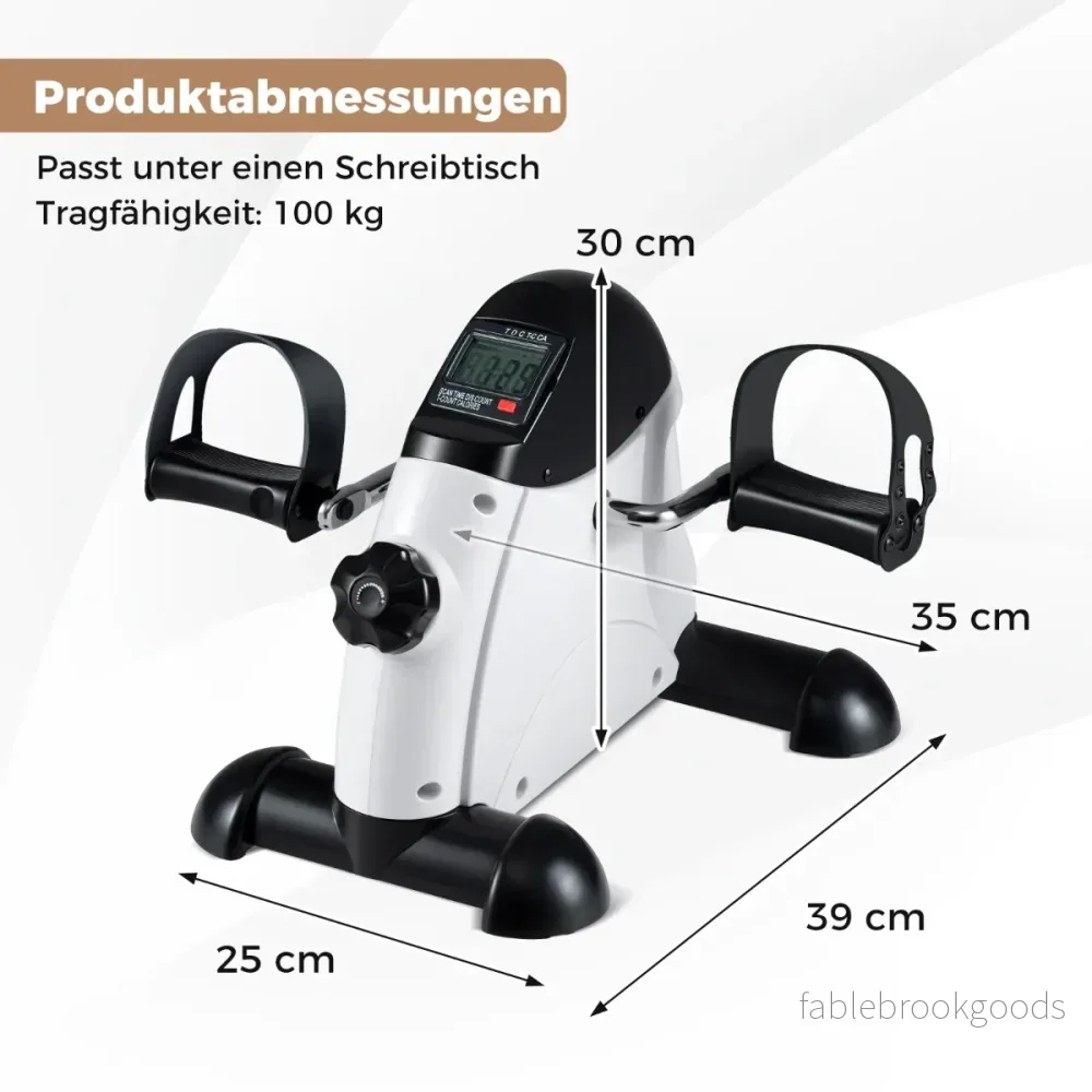 Mini – pedaltränare med LCD skärm Bärbar träningsmaskin för arm och benträning – Vit - Bild 2