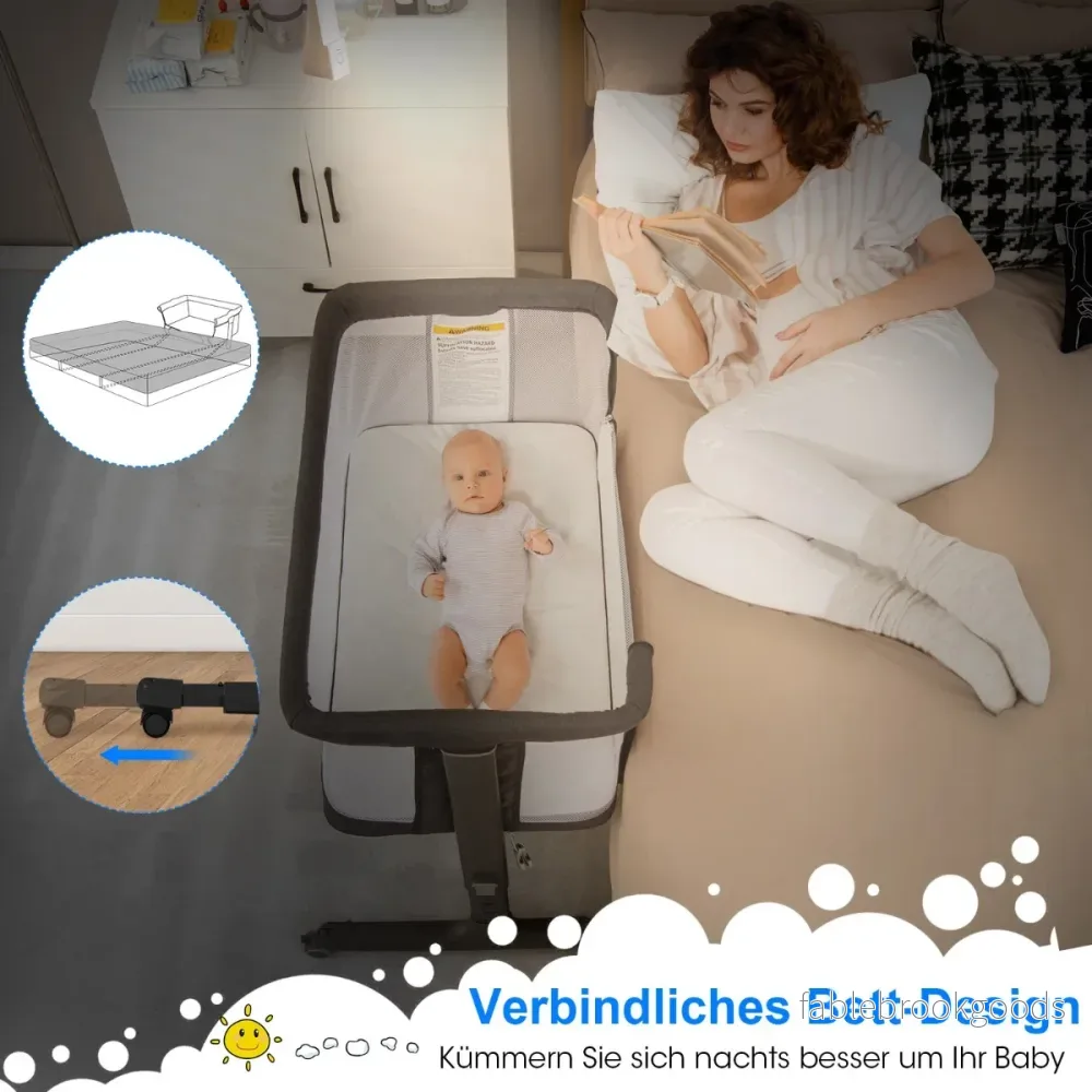 i – babysäng och babyvagga spjälsäng med madrass bärsäng Bassin – 3 1 – Mörkgrå - Bild 2