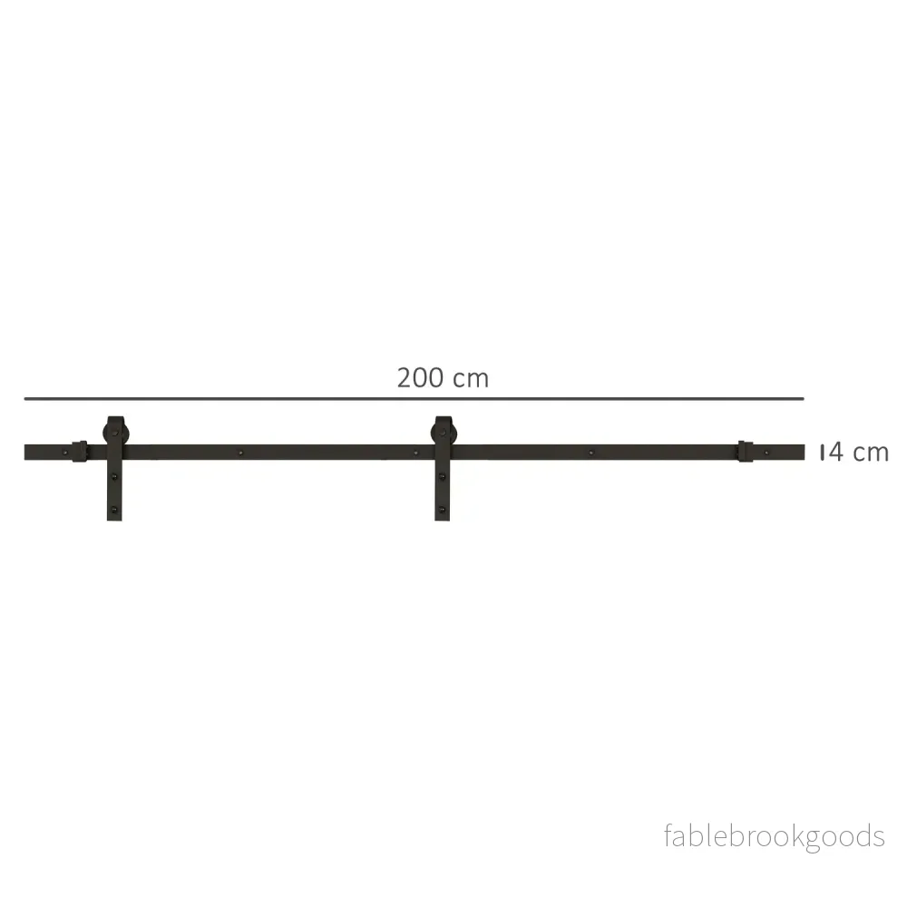 Skjutdörrsbeslagssats, 200 cm, Kolstål, Svart - Bild 3