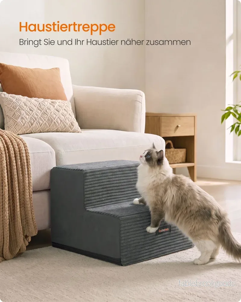 Hondentrap - Met Antislip Treden - Voor Kleine Honden - Loodgrijs - 30 x 38 x 28 cm - Bild 3
