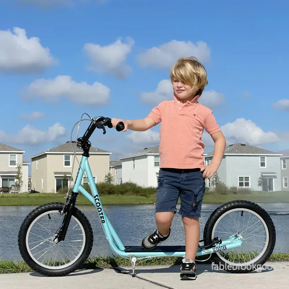 Uppfällbar sparksparkcykel för barn, handbroms, 16"" luftdäck - Bild 2