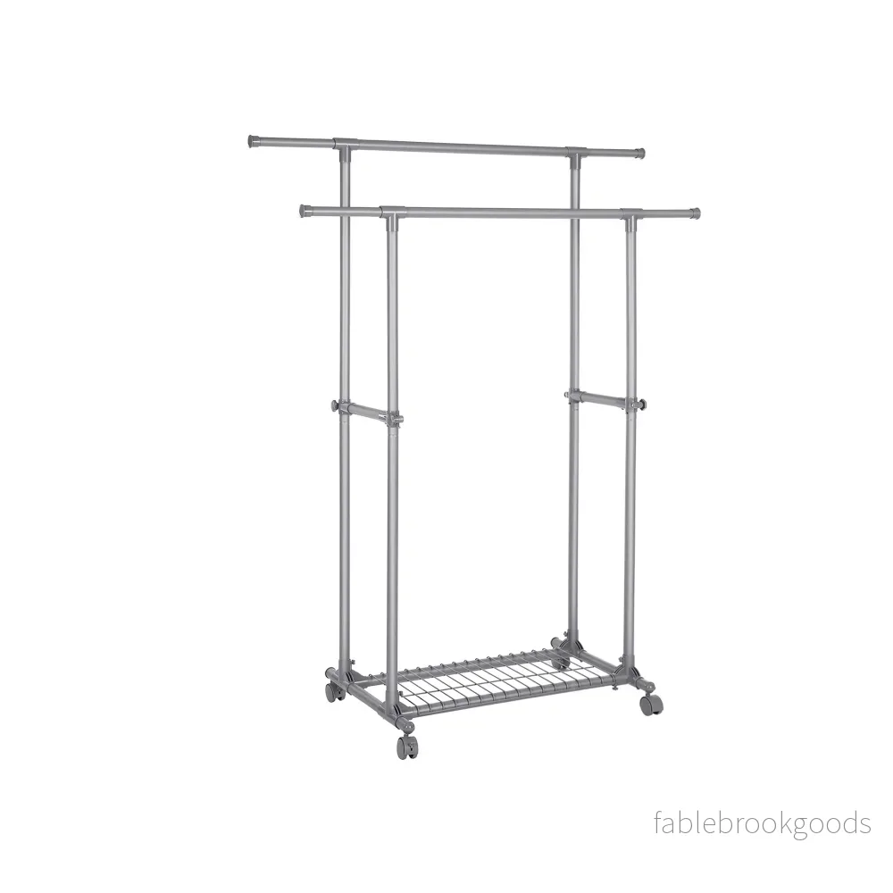 Klädställ på hjul – Utdragbara stänger – Grå
