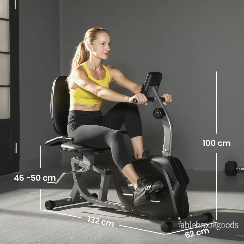 Liggande motionscykel, magnetisk, 8 motståndsnivåer, LCD-skärm - Bild 3
