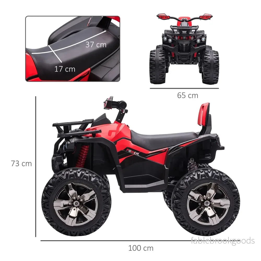 Electric Kids Quad 12V, Strålkastare, USB & MP3, Röd - Bild 3
