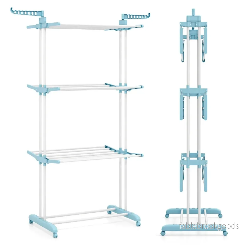 stegs – klädställning hopfällbar torkare med vridbara sidoflärpar – 3 127 x 63 x 171 cm – Blå - Bild 3