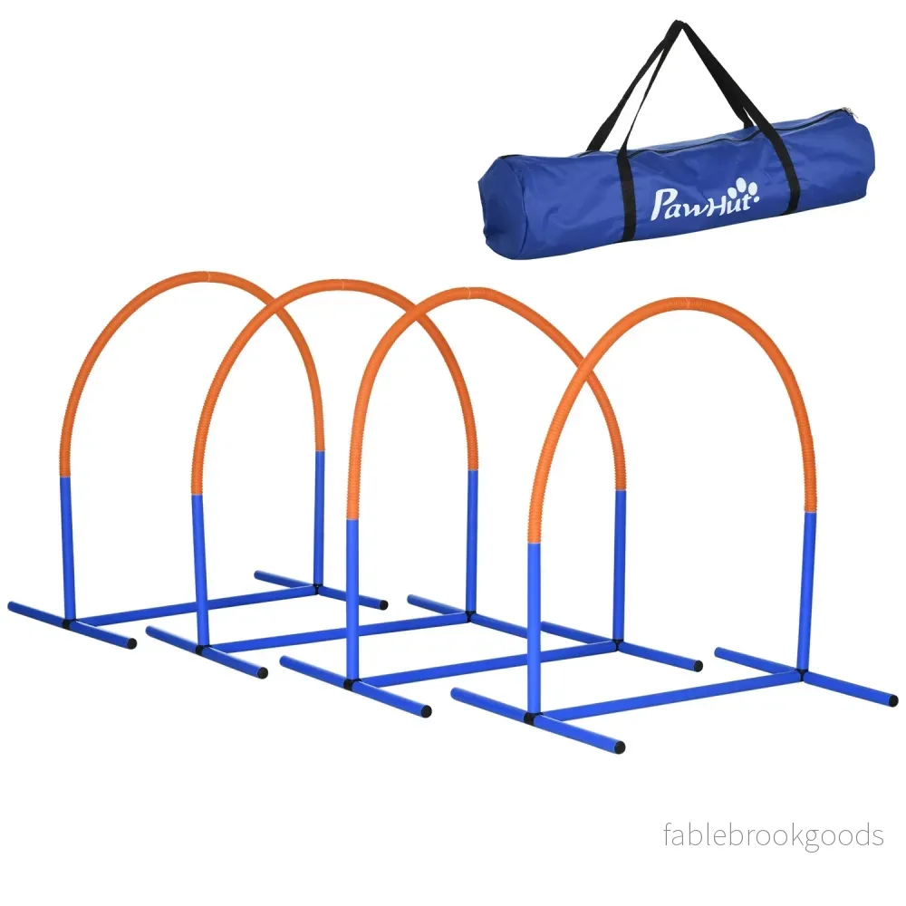 Dog Agility Training Set, 4-delat med bärväska, blå/orange