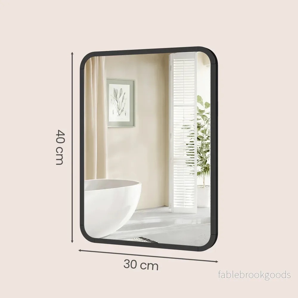Wandspiegel - Rechthoekig - Aluminium Frame - 40 x 30 cm - Zwart - Bild 3