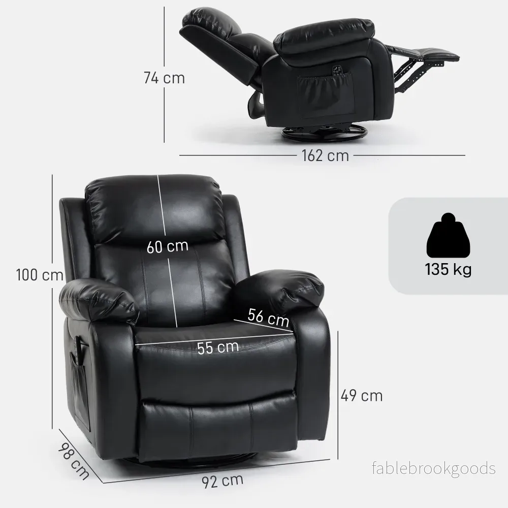 Massagefåtölj med 8 vibrationspunkter, fällbar, svart - Bild 3
