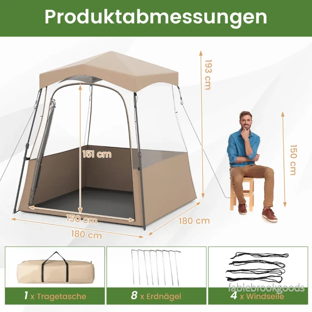 Sporttält – Transparent med klar sikt och Robust ram Bärväska – 180 x 180 x 193 cm – Brun - Bild 2