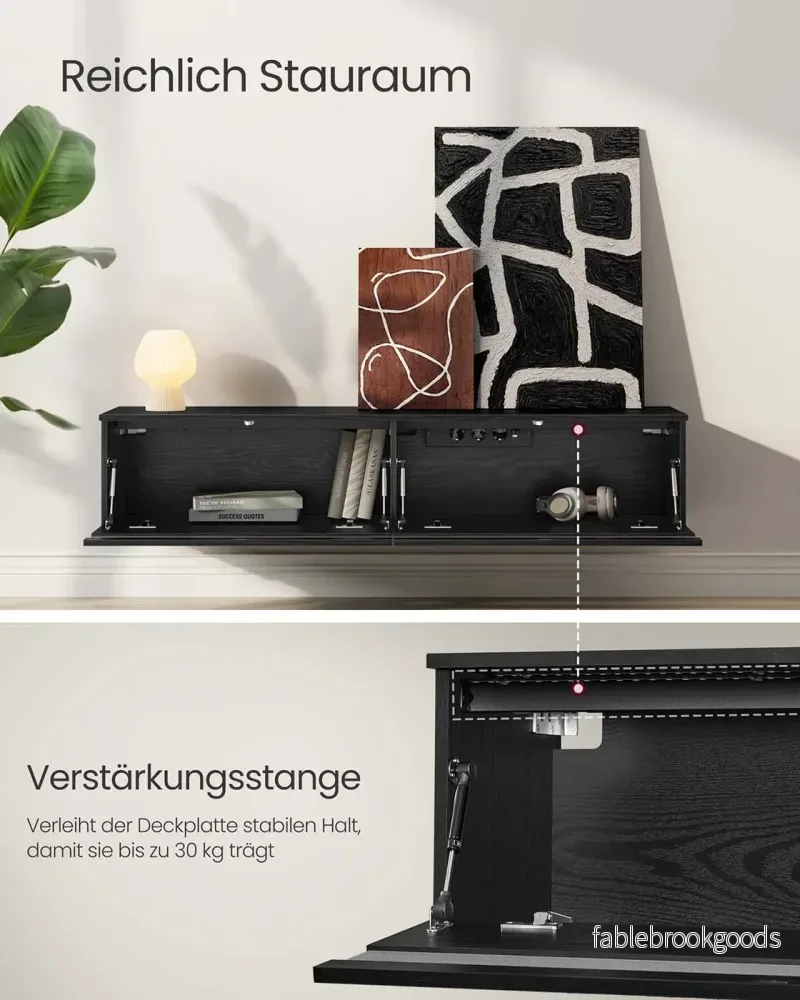 Hängande TV lowboard – Modern design – Svart ebenholts - Bild 3