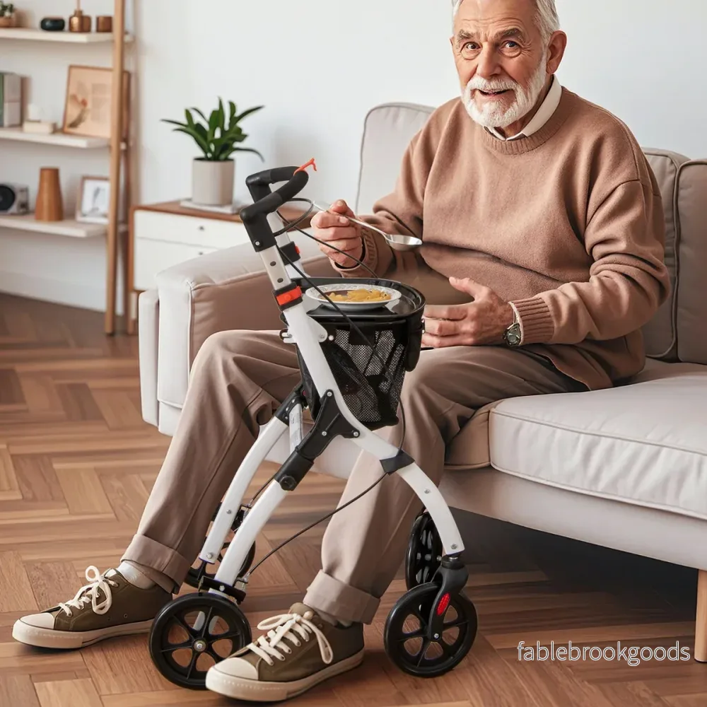 Smal – rollator med vägs höjdjusterbar och bricka hjul bromsar gånghjälp – 5 4 – Svart - Bild 2