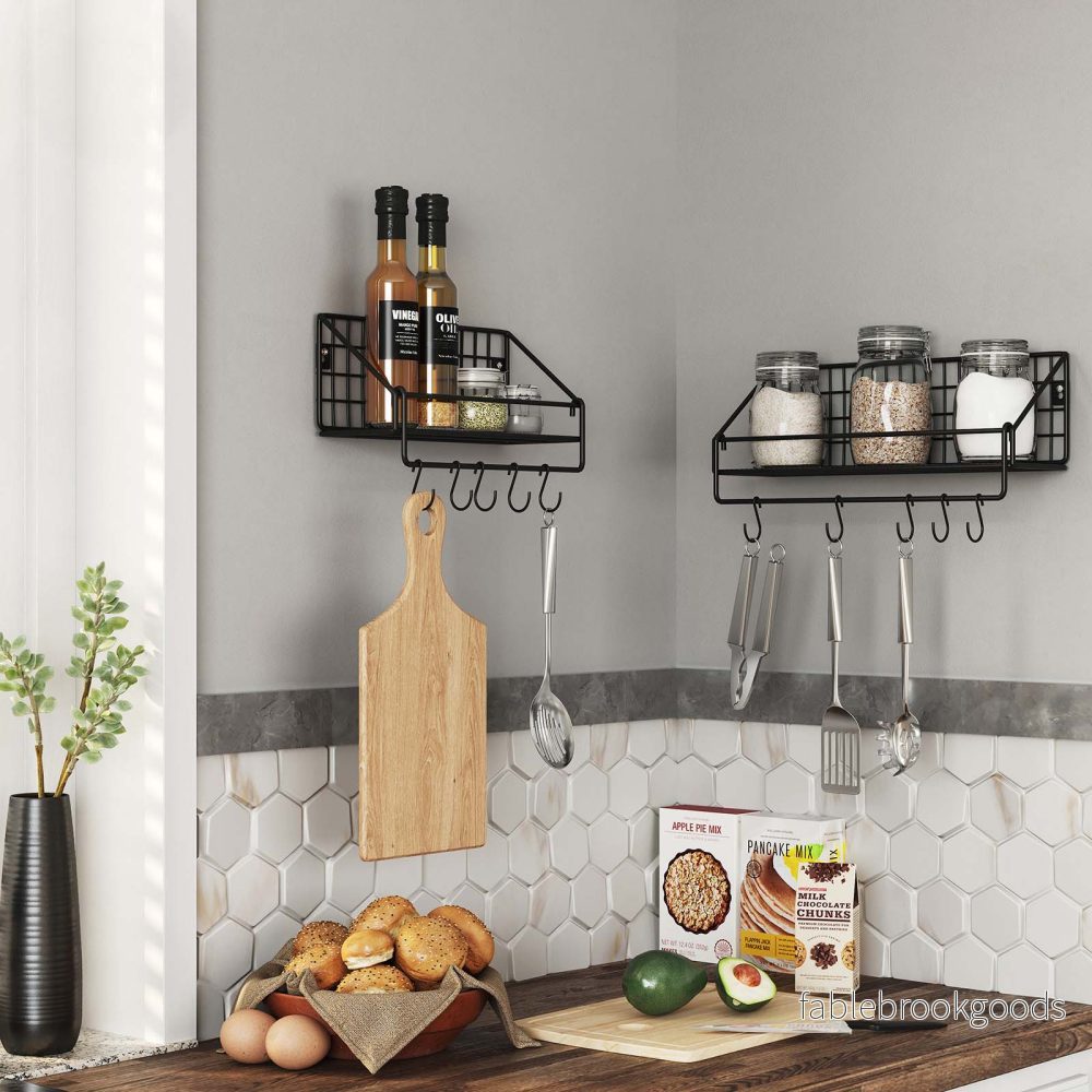 Vägghyllor – Set om 2 – Industriell design – Svart - Bild 3