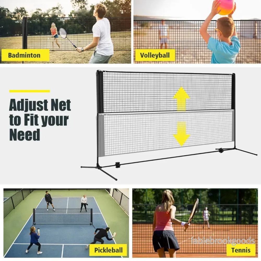 Fjäderbolls – /badmintonnät med stativ justerbart utomhusnät – Svart - Bild 3