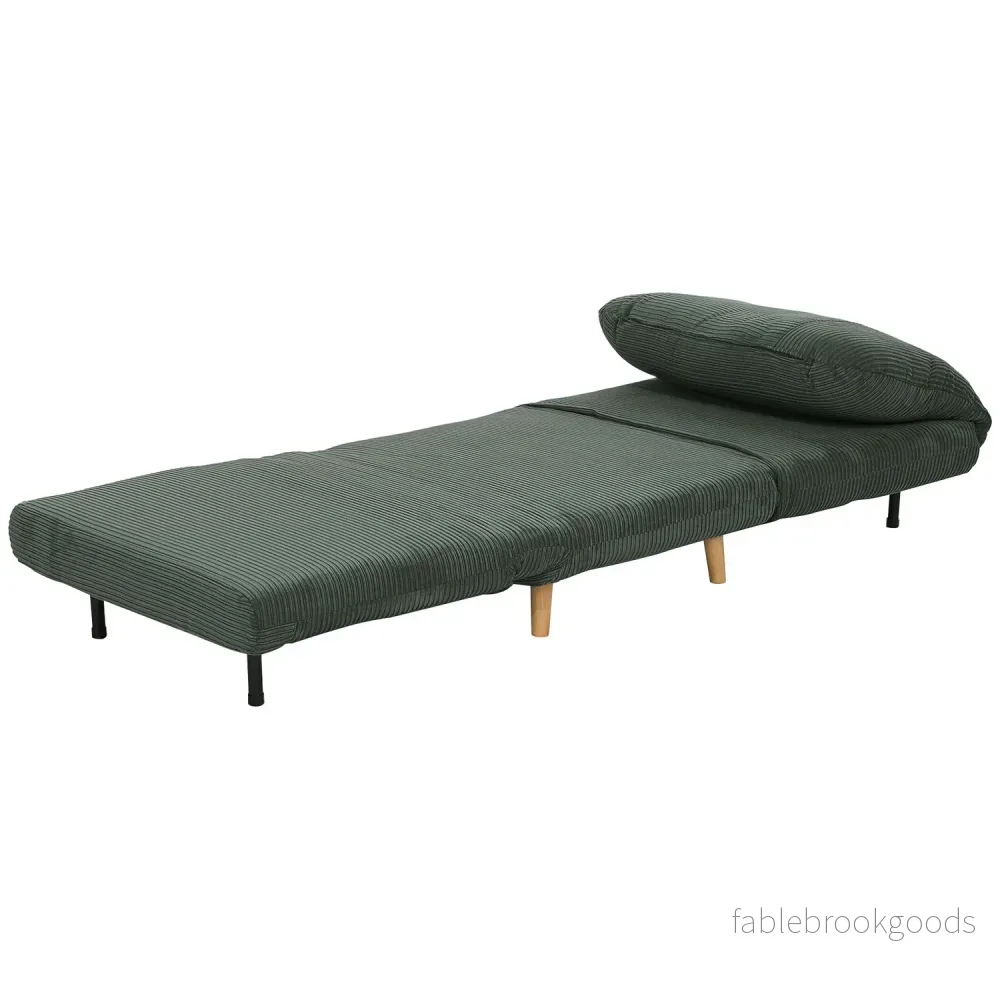 Grön justerbar manchester hopfällbar bäddsoffa – 82 x 89 x 83 cm