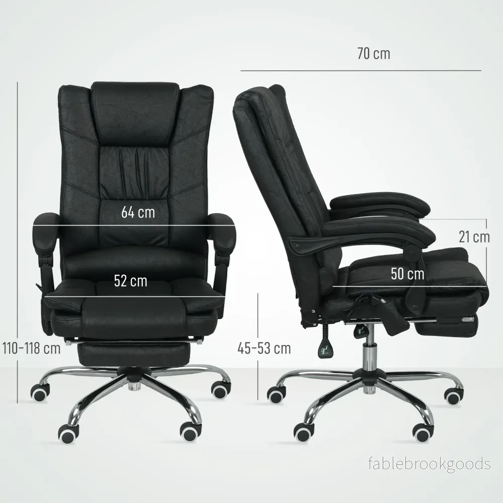 Massagekontorsstol med fotstöd, justerbar höjd, svart - Bild 3