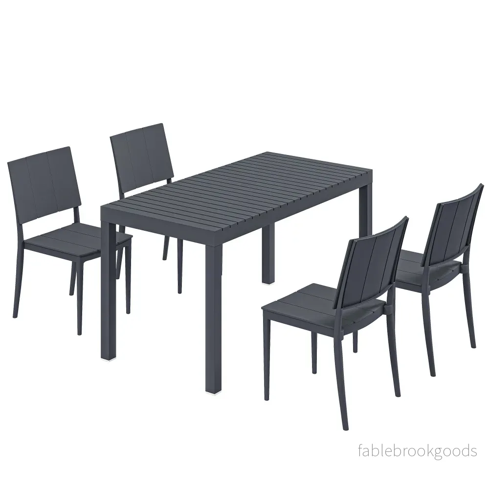 5-delat set med stapelbara stolar, mörkgrå