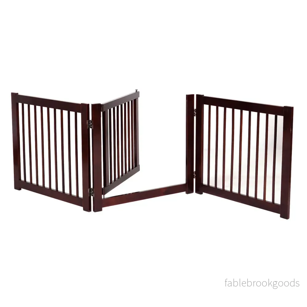Säkerhetsport – Tredelad Hunddörr Säkerhetsgrind – 206 x 61 x 1,8 cm – Brun - Bild 3