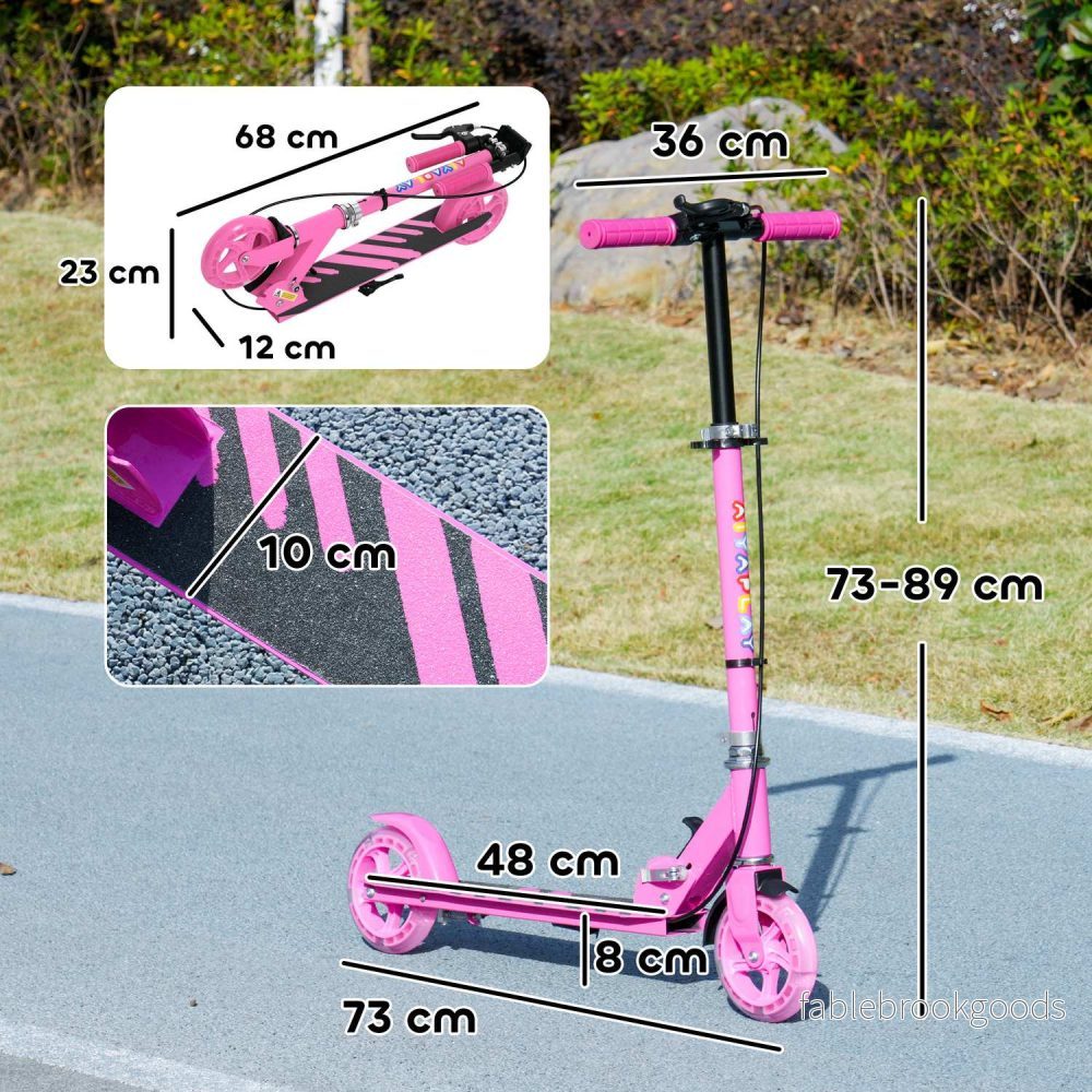Barns hopfällbar sparkcykel med justerbart styre, rosa - Bild 2