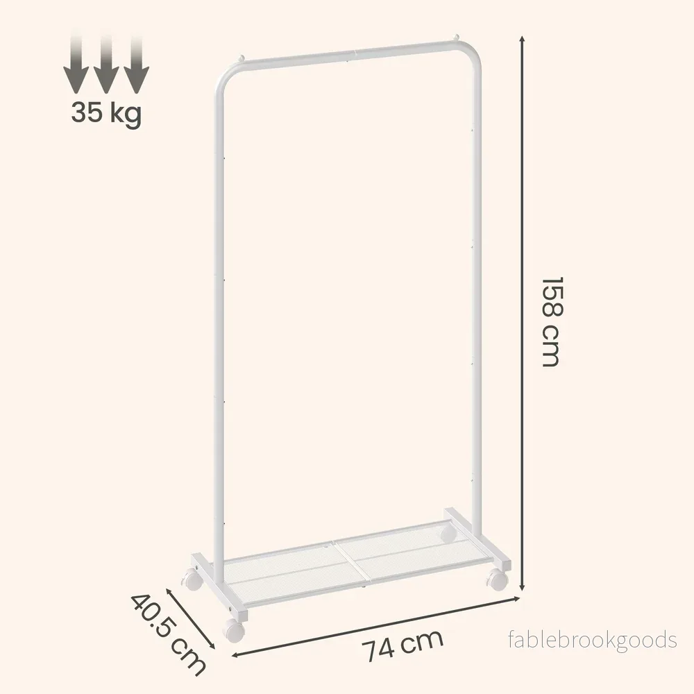 Kledingrek - Met Ophangstang en Legplanken - Wit - 40,6 x 74 x 158,3 cm - Bild 3