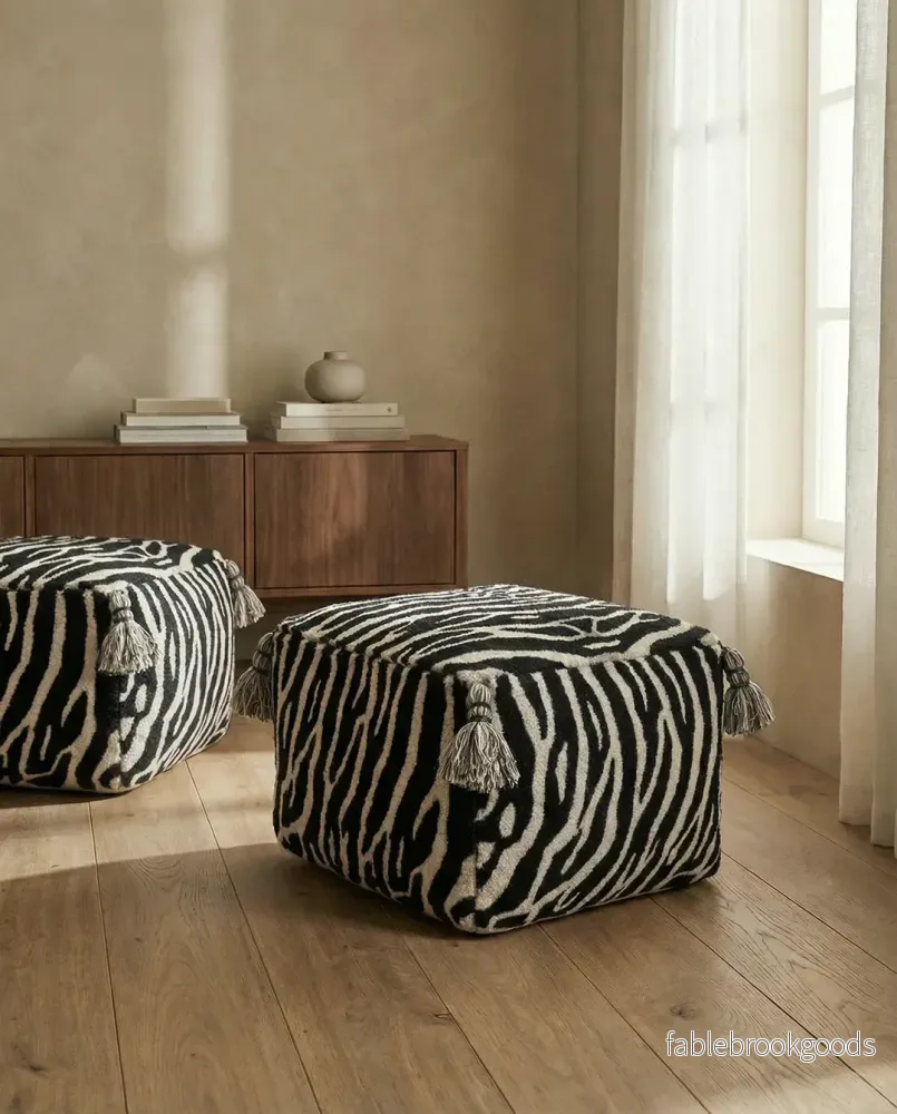 Puff Zebra Svart/Vit - Bild 2