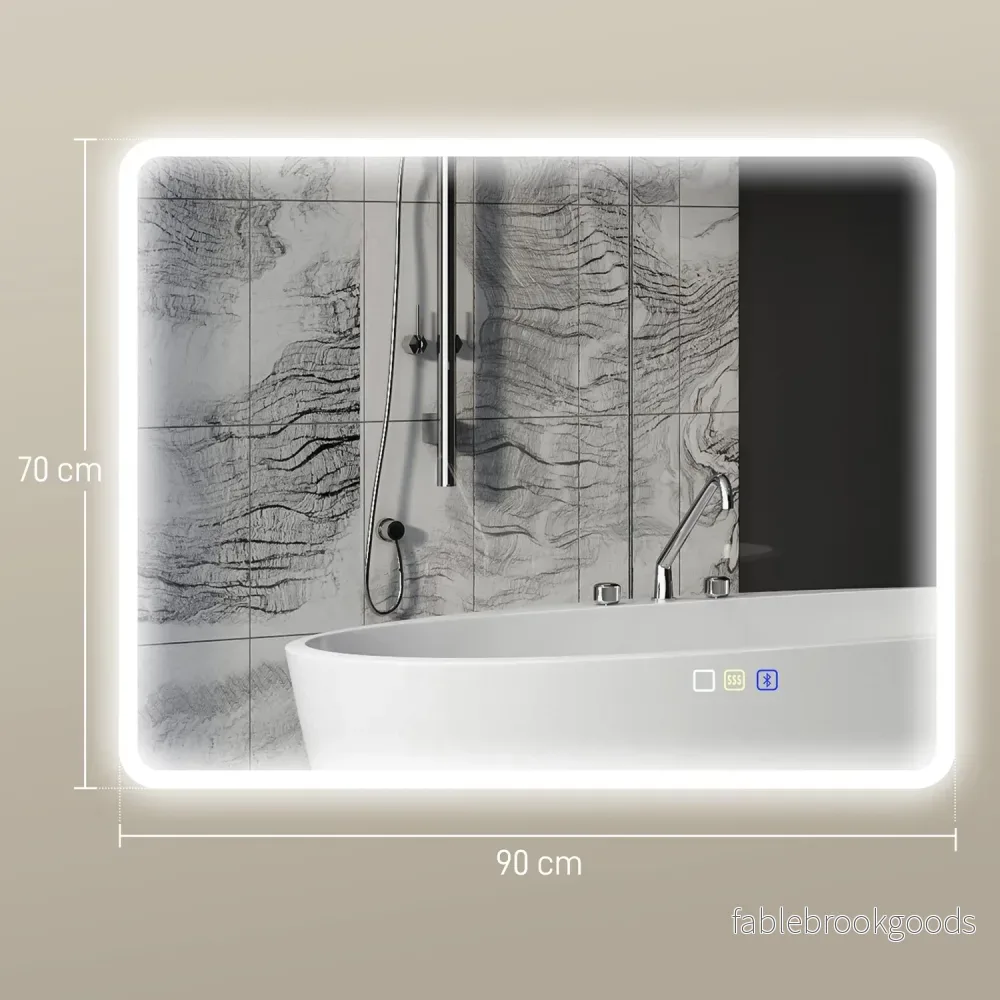 LED-badrumsspegel med Bluetooth, 70x90 cm, pekskärm - Bild 3