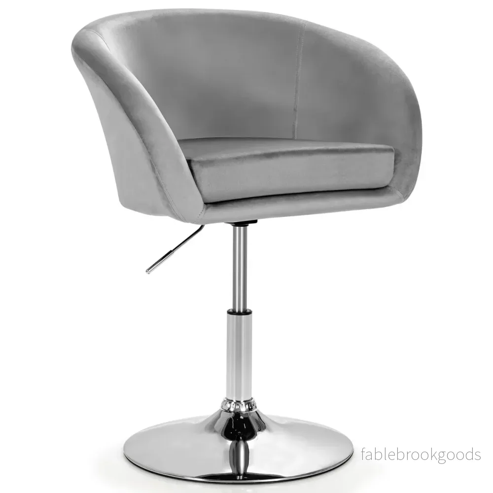 Swivel – Velvet Chair Höjdjusterbar barpall med runt ryggstöd och elastisk sits – Grå