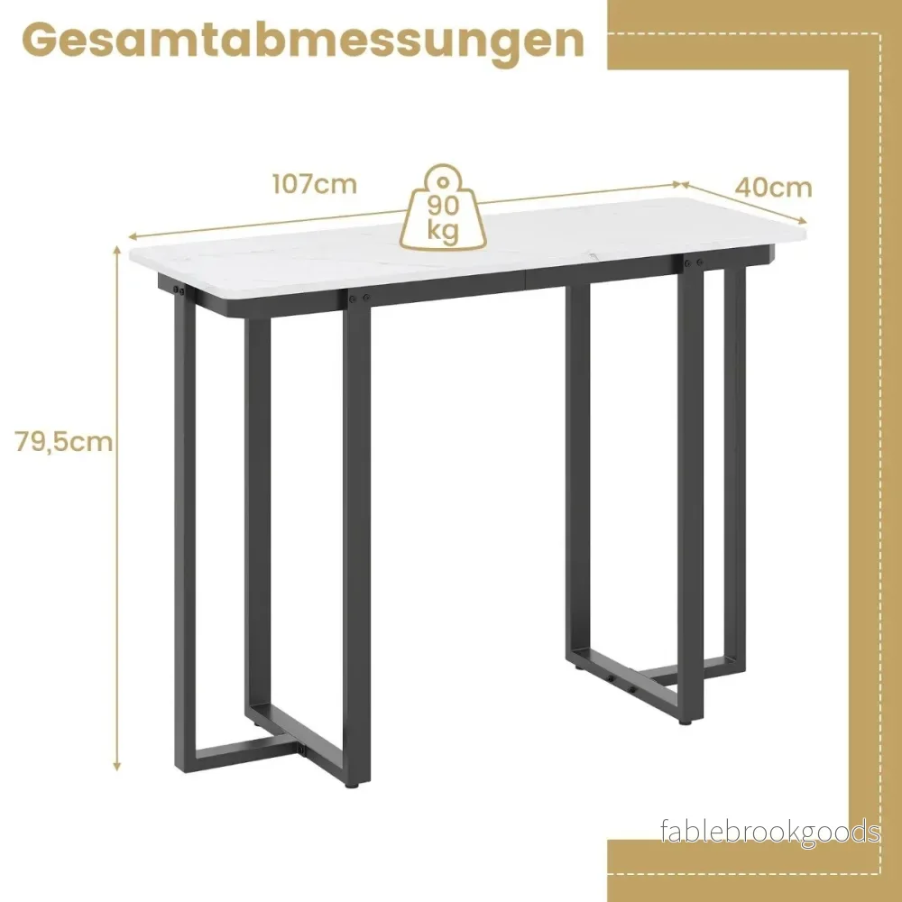 Konsolbord – smalt modernt entrébord med marmorutseende – 107 x 40 x 79,5 cm – Svart - Bild 2