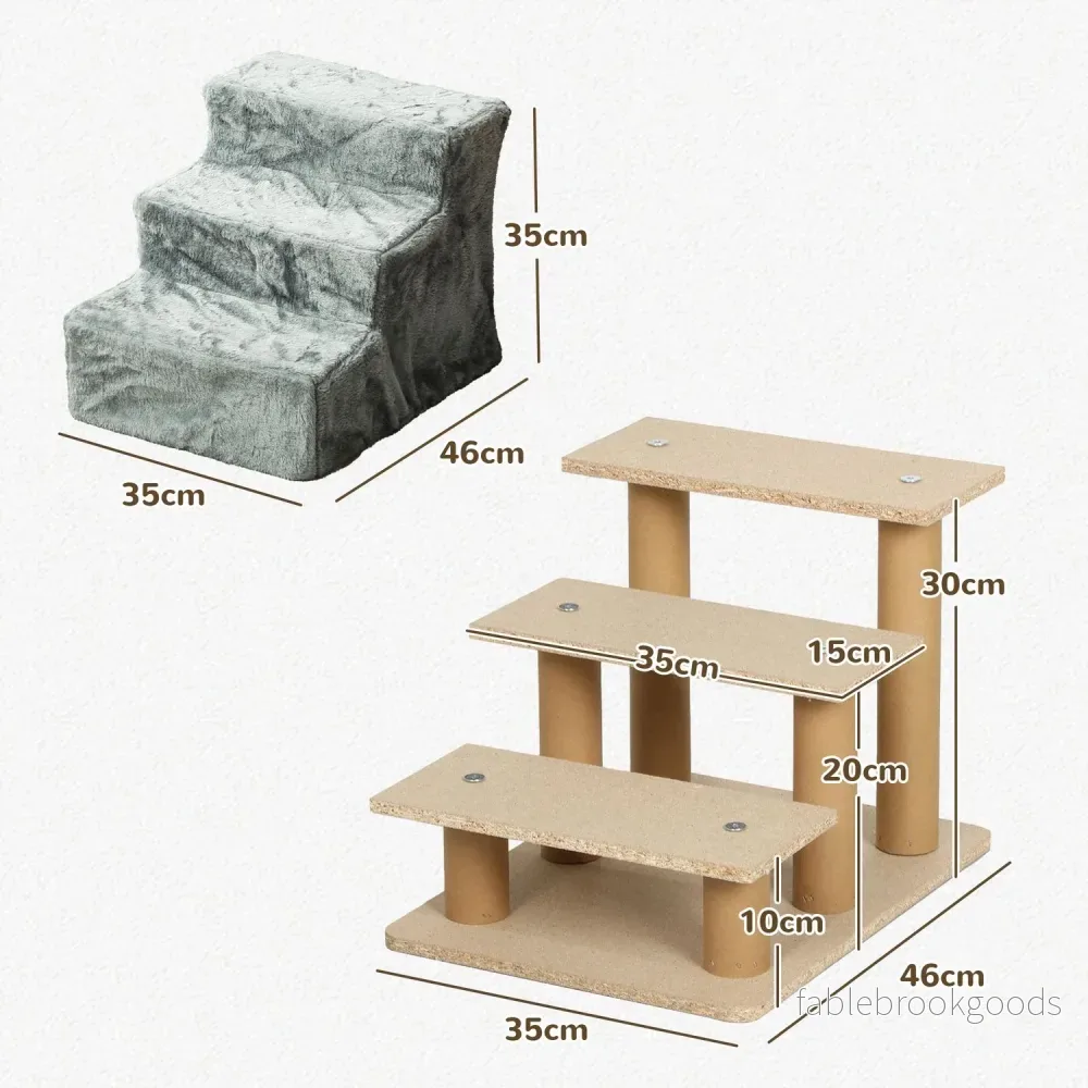 Pet Stairs 3-Step Plush Look, katter och små hundar, 5 kg - Bild 3