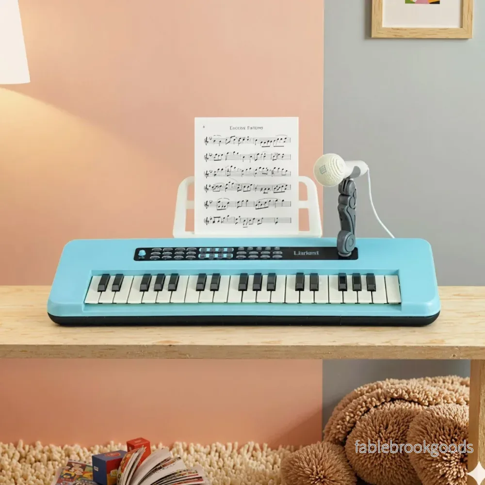 tangent – elektronisk piano med mikrofon och notställ avtagbar ben – 37 – Blå - Bild 3