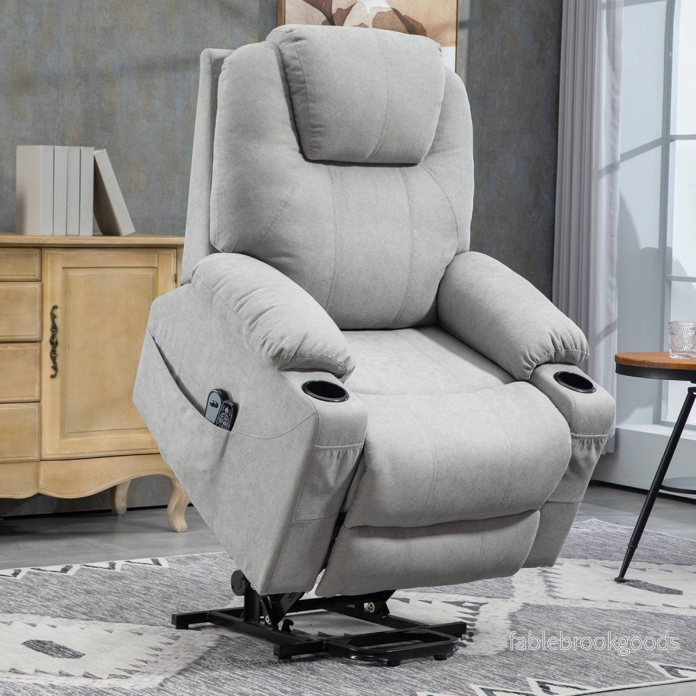 Elektrisk vilstol med värme och massage, ljusgrå - Bild 2