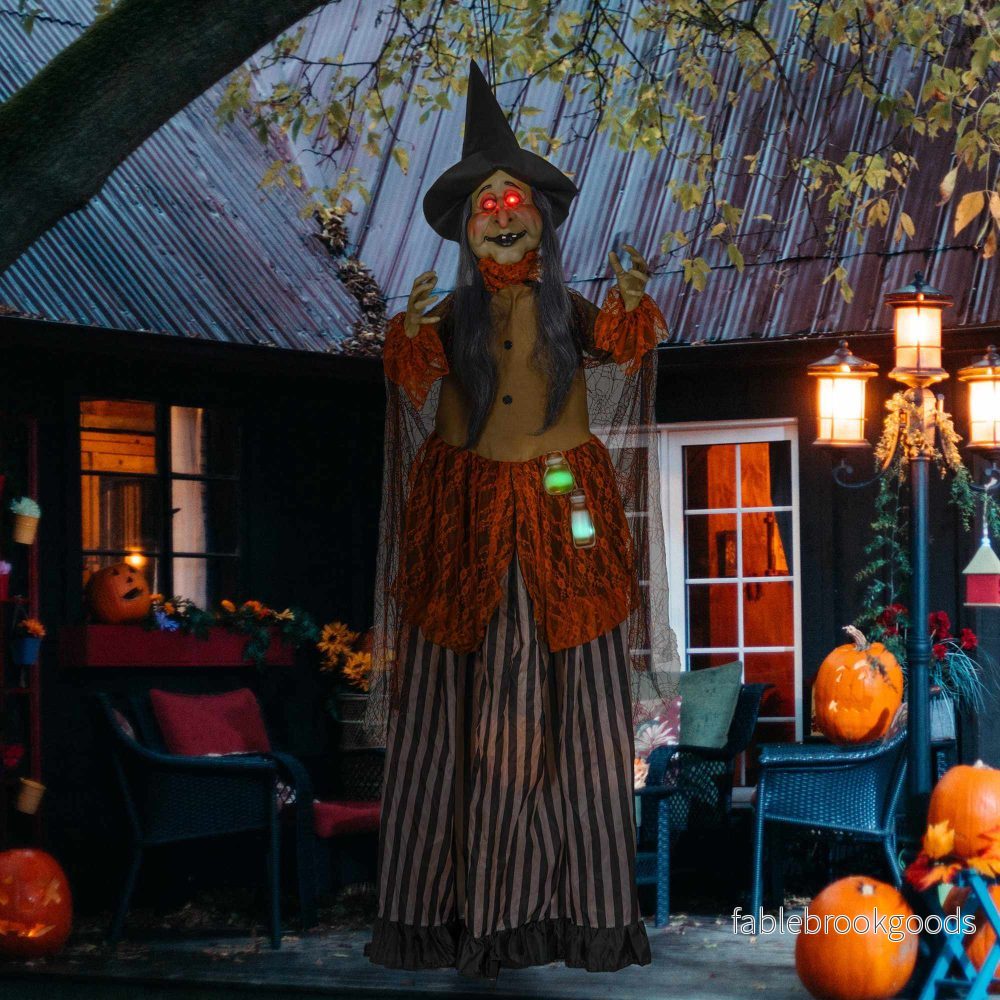 Animerad Halloweenhäxdekoration med röda ögon, 183 cm - Bild 2