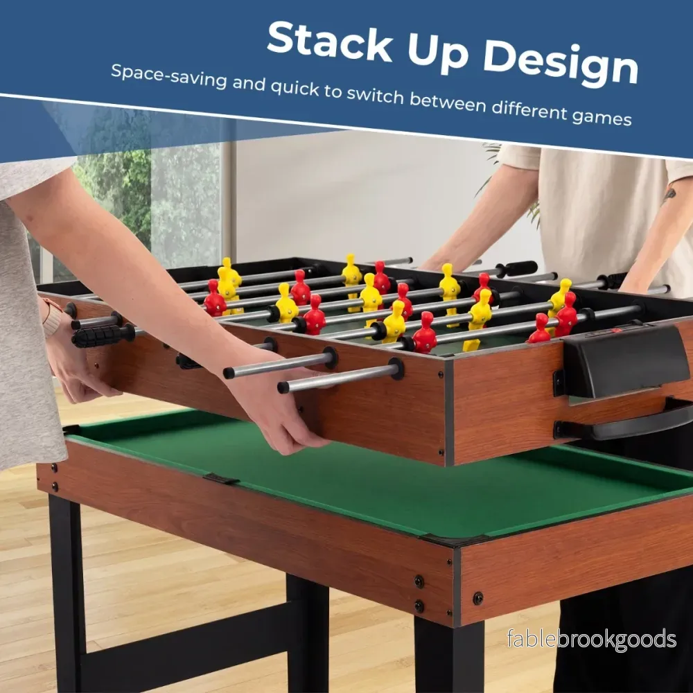 i – flerfunktionsspelbord med fotbollsspel, biljard, airhockey och bordtennis, arkadspelsats, brunt – 4 1 – Brun + svart - Bild 3