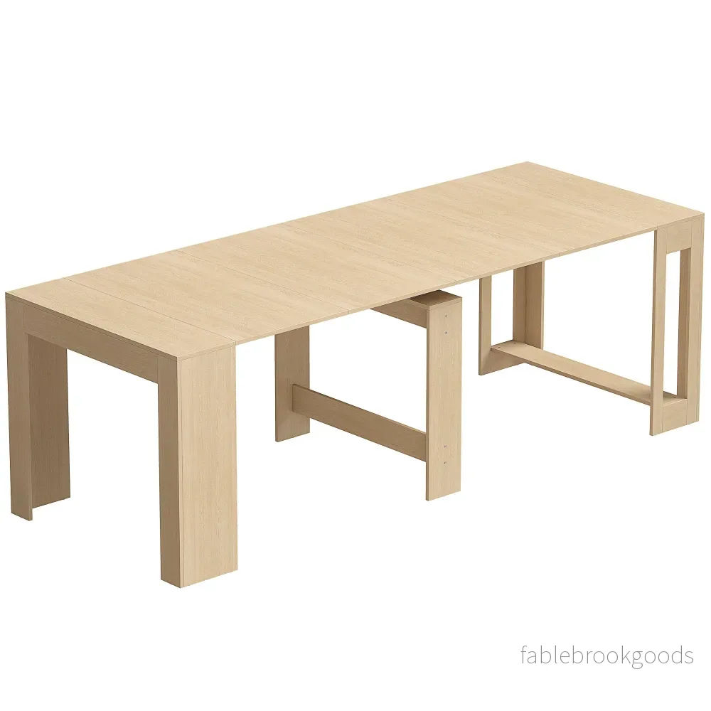 Utdragbart matbord, 48–240 cm, Plats för 10, Ljusbrun