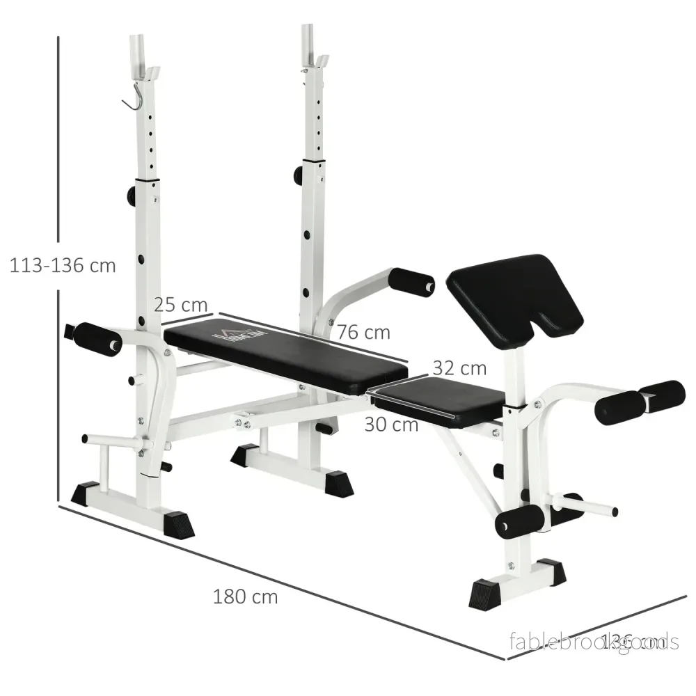 Viktbänk med benpress & hantel, armstöd, svart och vitt - Bild 3