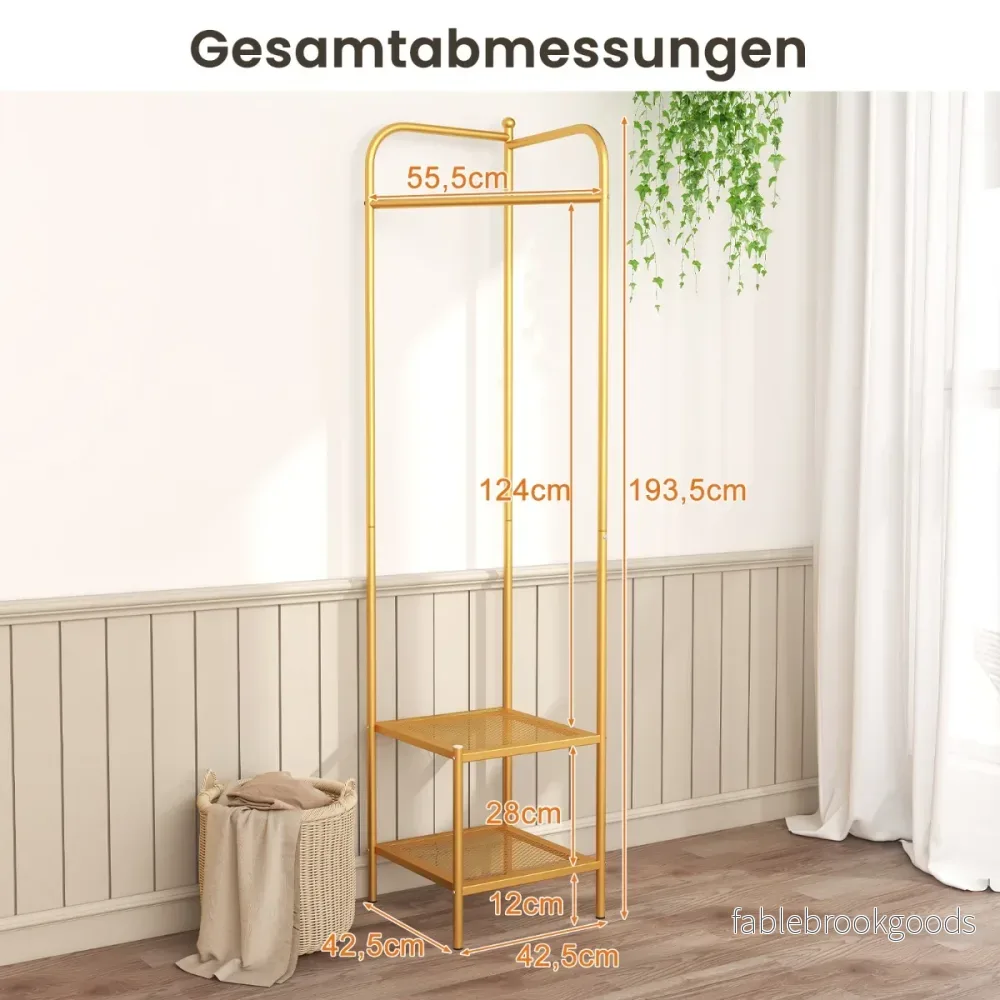 Metallisk – hörnkläderstativ med övre haken fristående – Guld - Bild 2