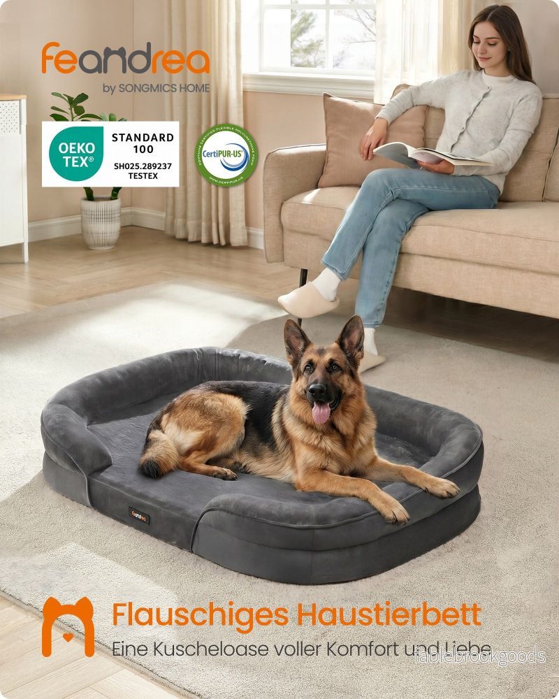 Hondenmand - Orthopedisch en Wasbaar - Met Verhoogde Randen - Leigrijs - 122 x 85 x 18 cm - Bild 2