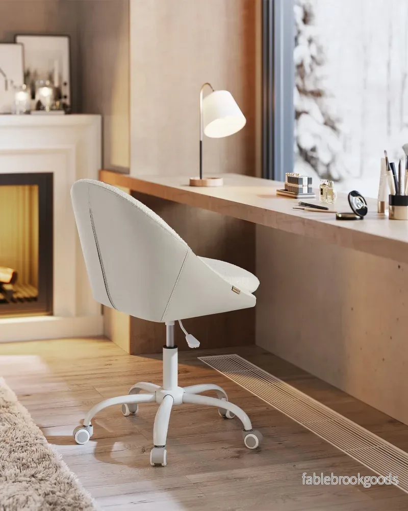 Kontorsstol – Höjdjusterbar – Sammet – Cappuccino Beige-Cloud White - Bild 3