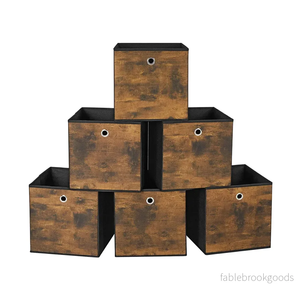 Förvaringsboxar – Set om 6 – Vintage brun-svart Förvaringsboxar – Set om 6 – Vintage brun-svart
