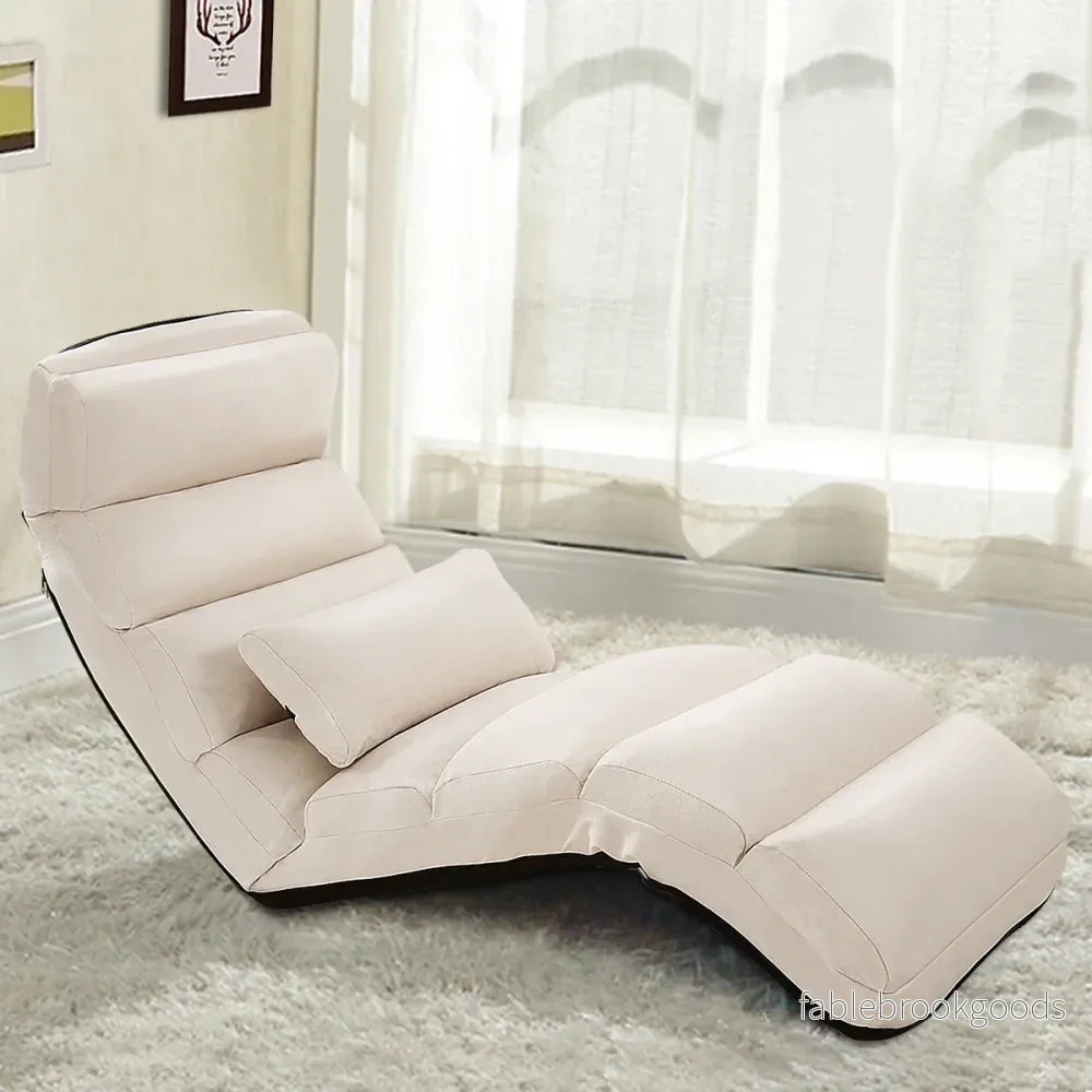 Golvstol – vägs justerbar mockaklädd – 5 175 x 55 x 20 cm – Beige - Bild 3
