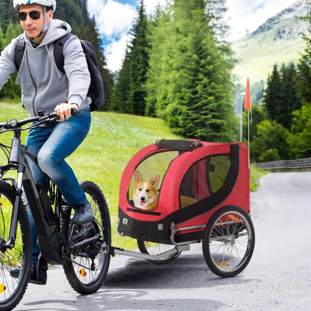 Hundcykelvagn – Röd/Svart, 130 x 73 x 90 cm - Bild 2