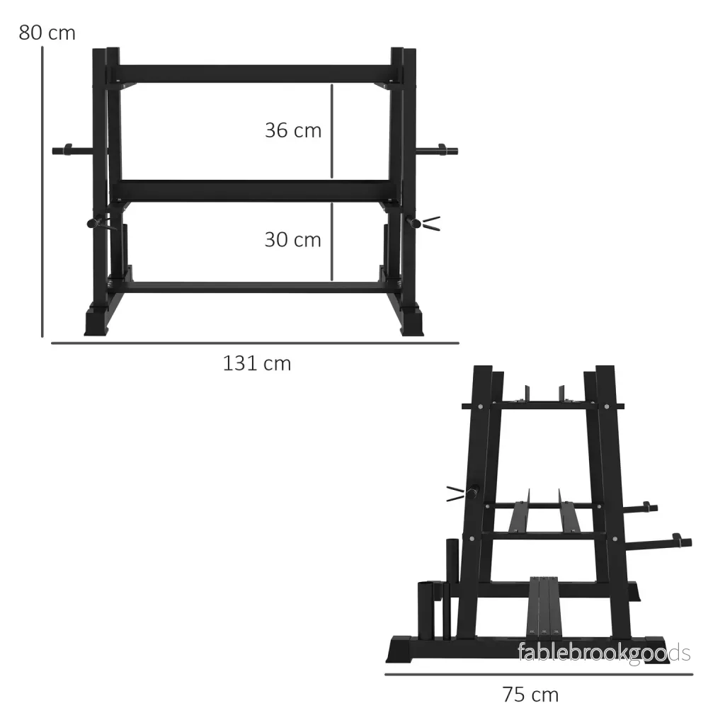 Hantelställ, 3 nivåer, rymmer 200 kg, svart stål - Bild 3