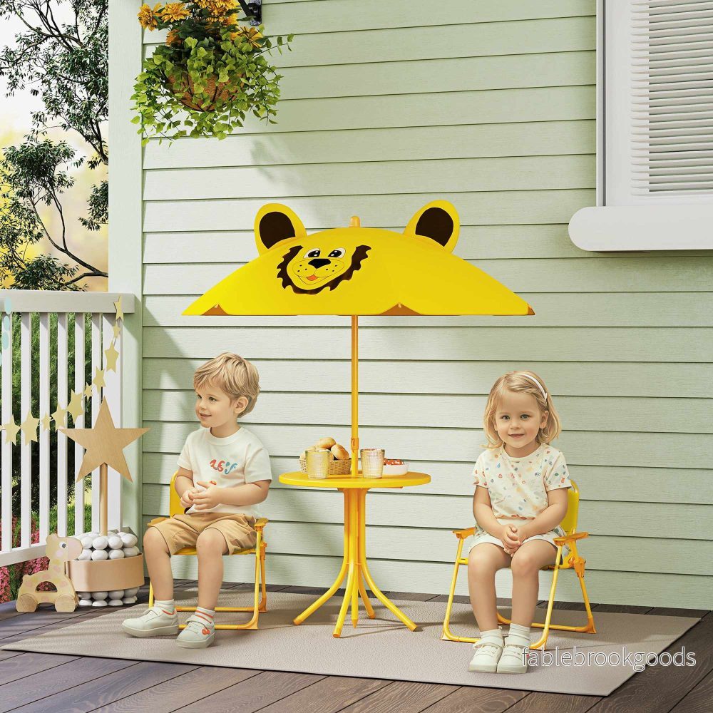 Barnens trädgårdsmöbelset, lejondesign, gul - Bild 2