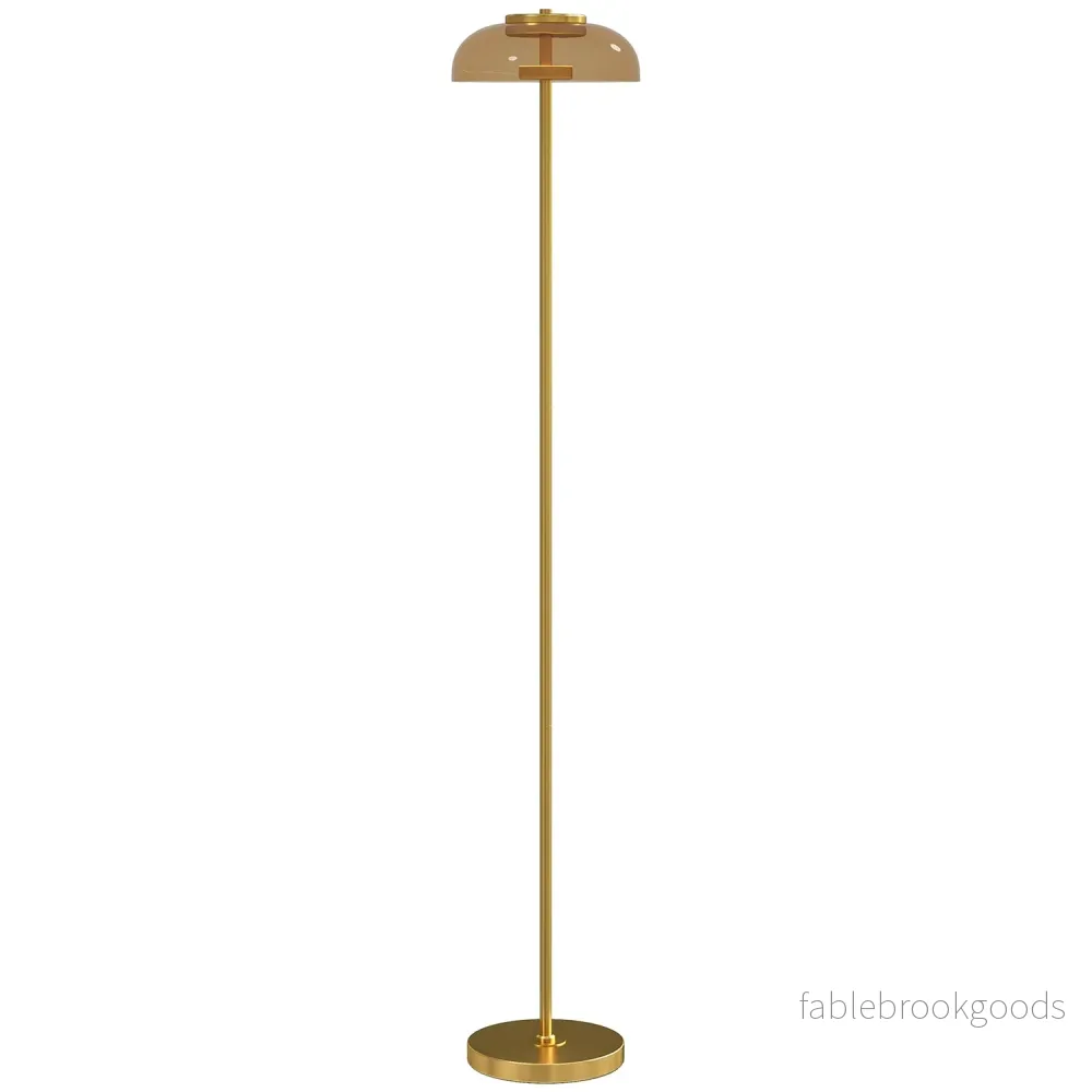LED-golvlampa, 3000K varmt ljus, mässingsfinish, fotpedal