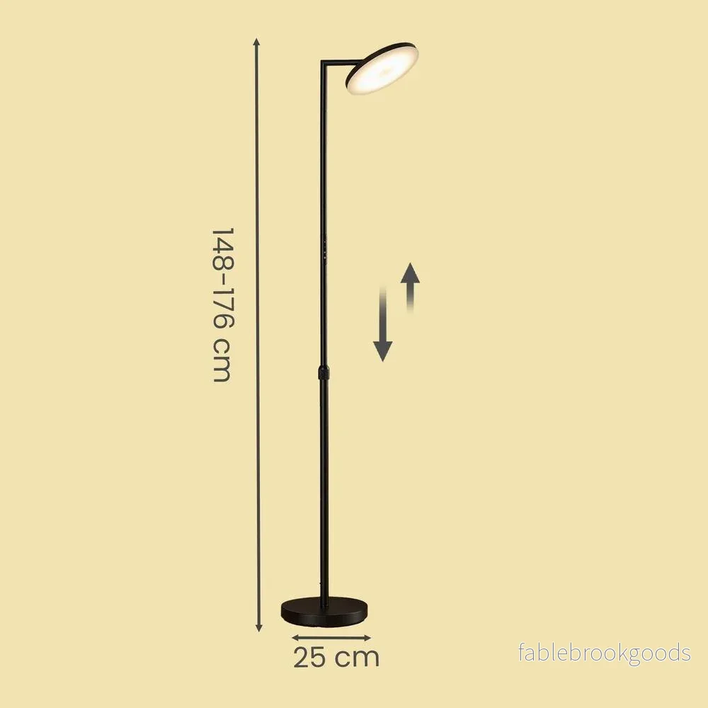 Vloerlamp - LED - Draaibare Kop - In Hoogte Verstelbaar - Zwart - Bild 2