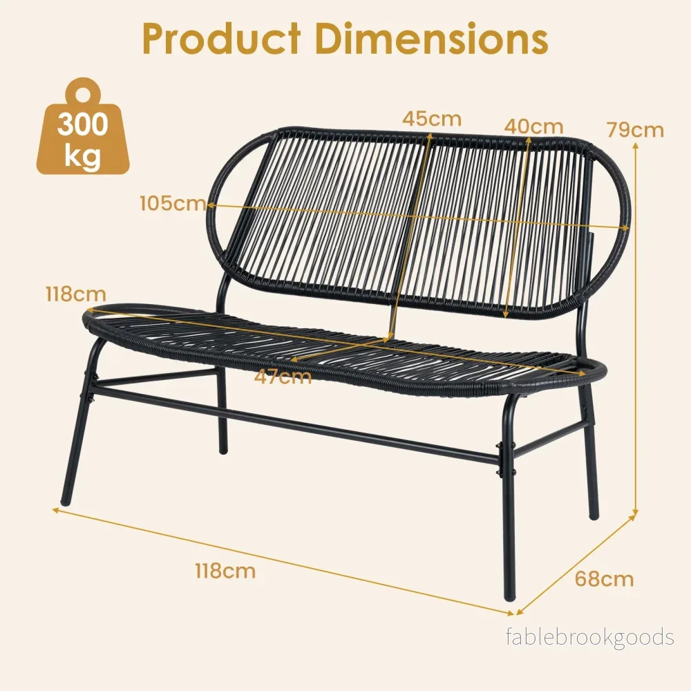delars – trädgårdsmöbelset, sittgrupp med trädgårdsbänk, fåtöljer och glasbord, terrassmöbel metallram – 4 2 - Bild 2